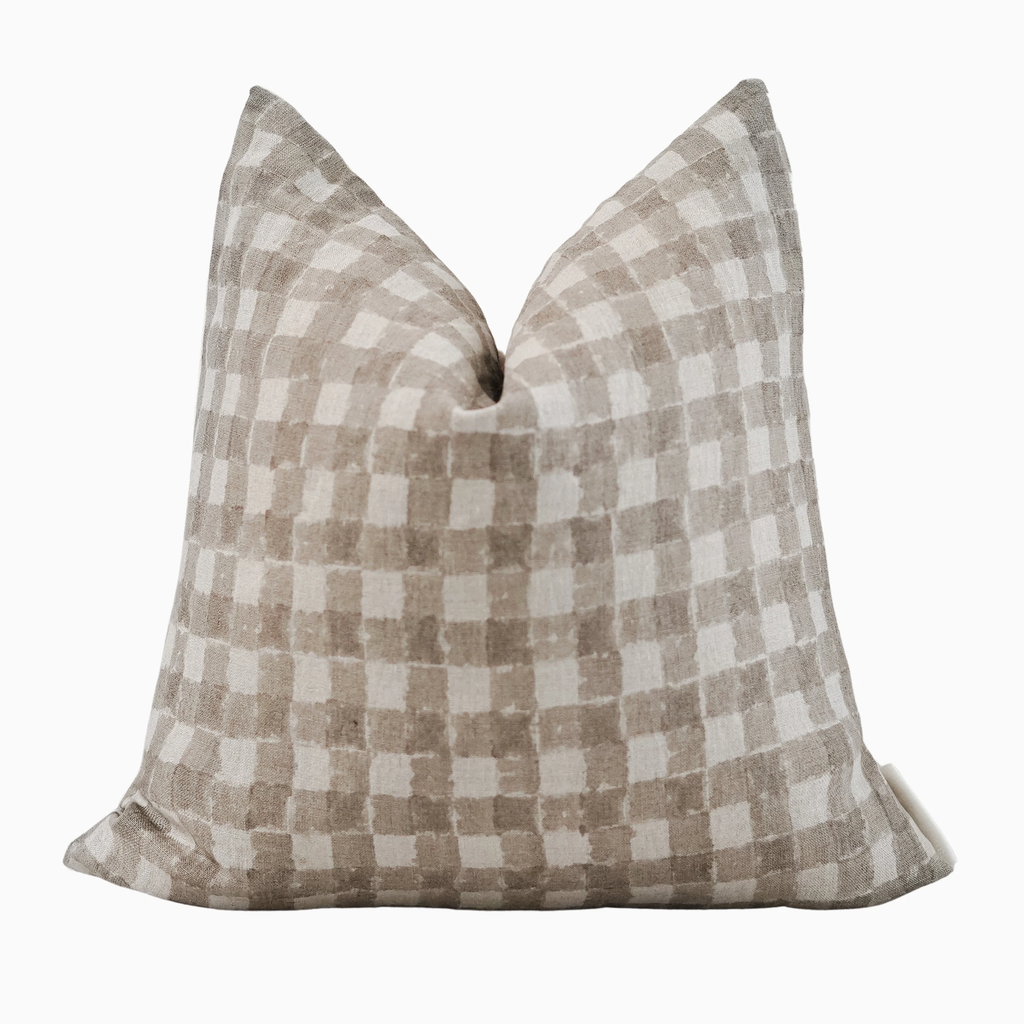 Hand Blocked Linen Check Pillow