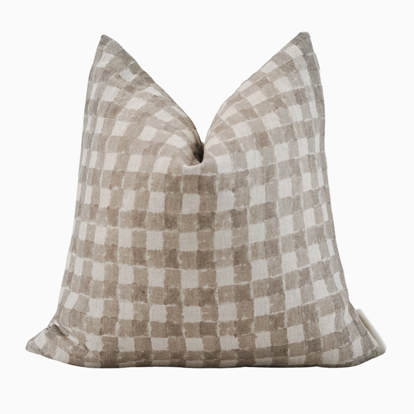 Hand Blocked Linen Check Pillow