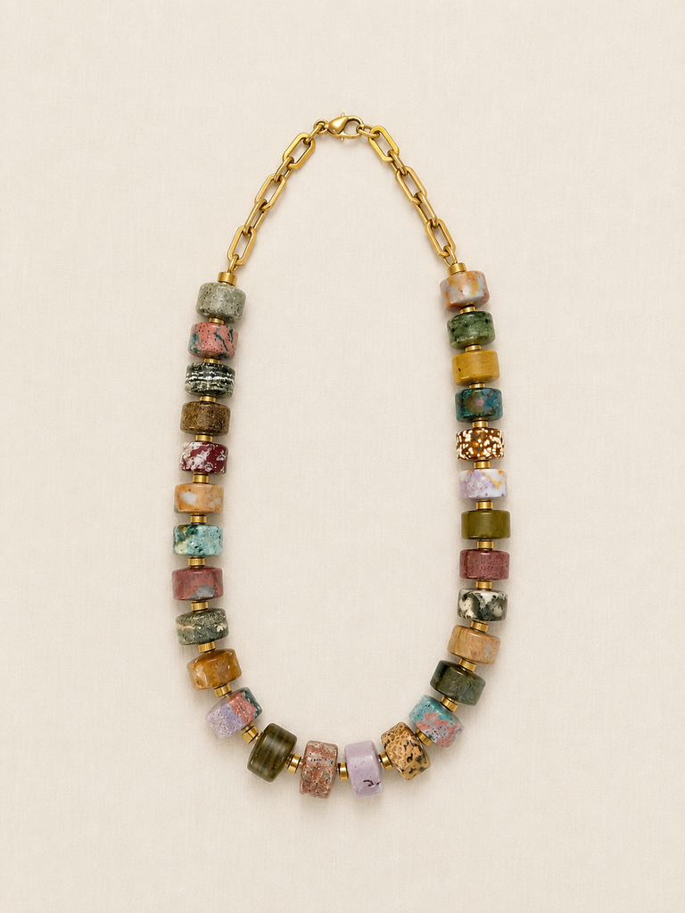 Ocean Jasper & Brass Chain Necklace