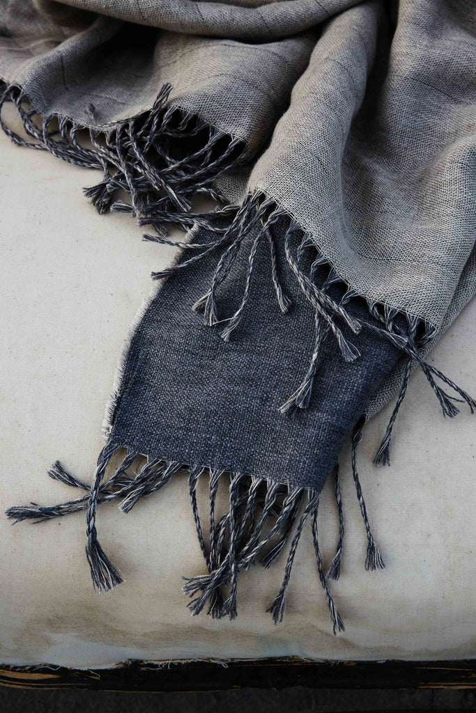 Reversible Merino Lambswool & Linen Throw | Granite