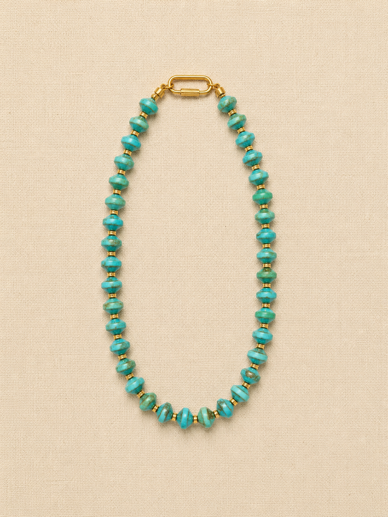 Aqua Pearl Czech Glass & Brass Orb Necklace