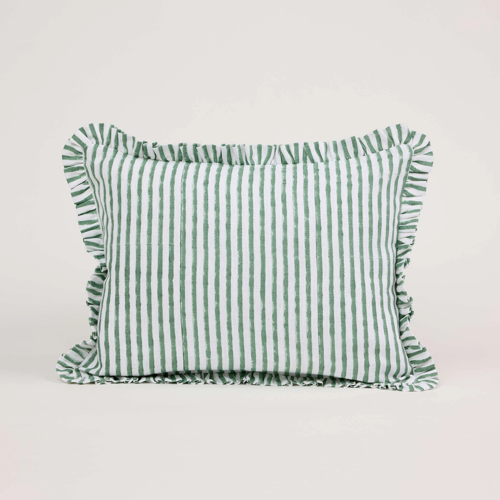 Block Print Ruffled Stripe Pillow