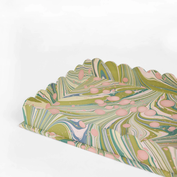 Hand-Marbled Tray | Mossy