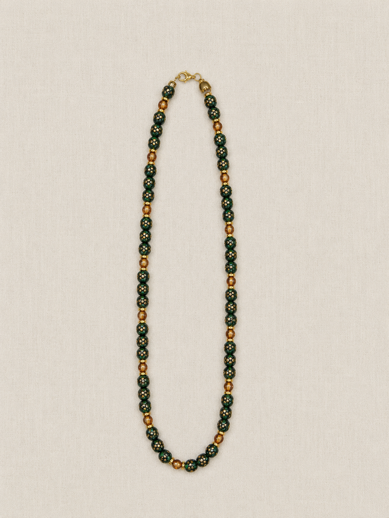 Evergreen Vintage Czech Glass Necklace - X Long