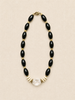 Agate, Clear Quartz, & Bone Necklace