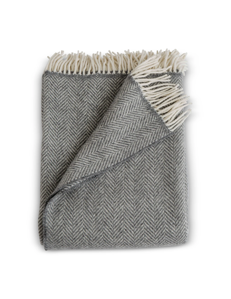 Cashmere Herringbone Throw | Graphite