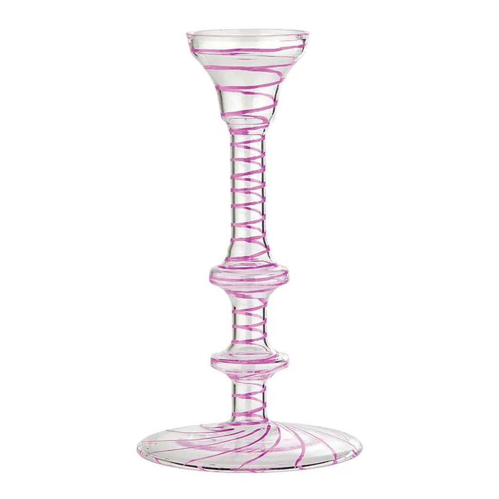 Pink Swirl Glass Candleholder
