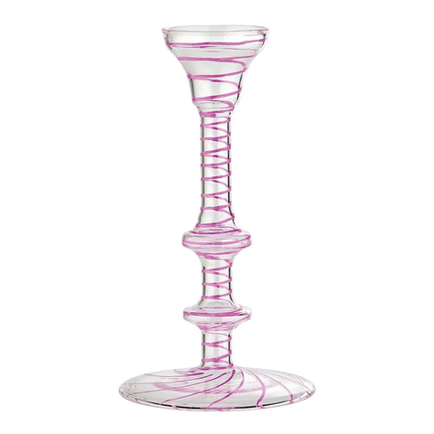 Pink Swirl Glass Candleholder