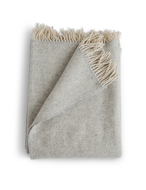 Cashmere Herringbone Throw | Fog