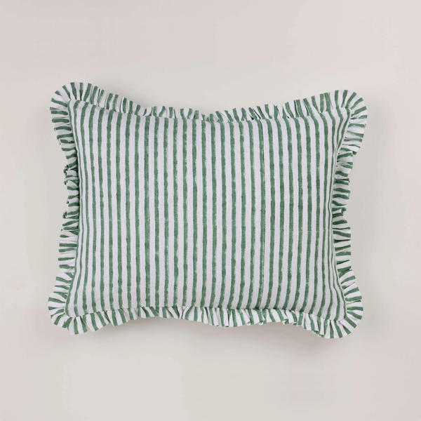 Block Print Ruffled Stripe Pillow