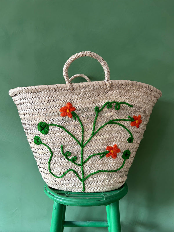 Hand Embroidered Market Basket