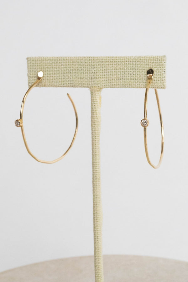 Gold Hoop Earrings with Diamond