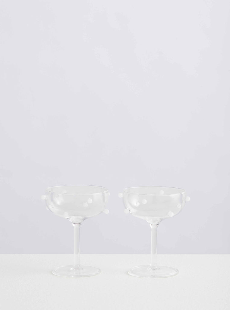 Pair of Coupe Glasses | Clear/White