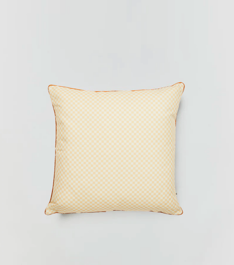 Outdoor Mini Check Pillow | Vanilla