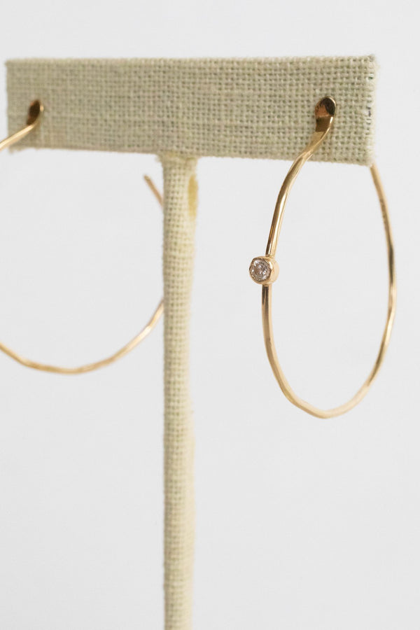 Gold Hoop Earrings with Diamond